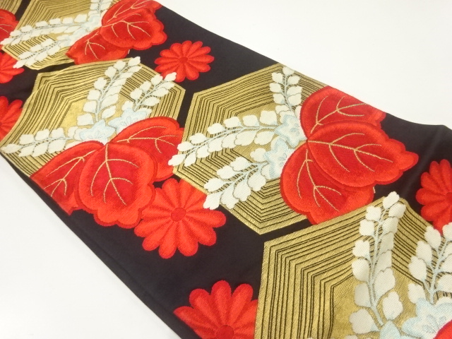 アンティーク　桐模様織出し袋帯（材料）